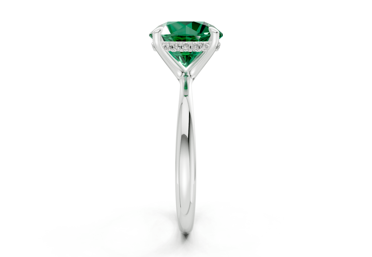 Marlowe Emerald Gemstone Solitaire Round Cut 1.6mm Engagement Ring