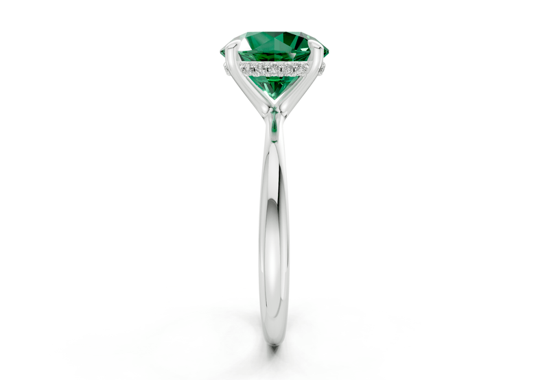 Marlowe Emerald Gemstone Solitaire Round Cut 1.6mm Engagement Ring - Ring Premier