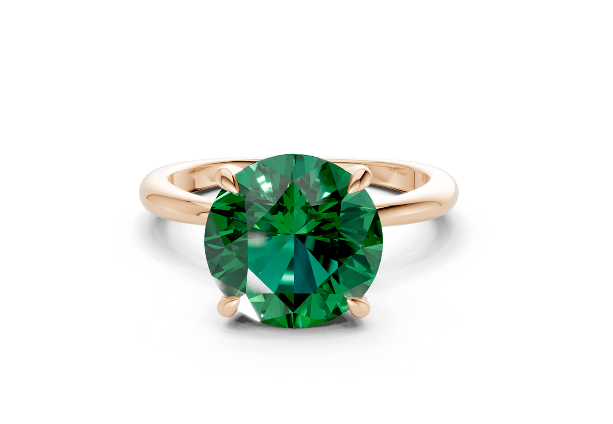 Marlowe Emerald Gemstone Solitaire Round Cut 1.6mm Engagement Ring