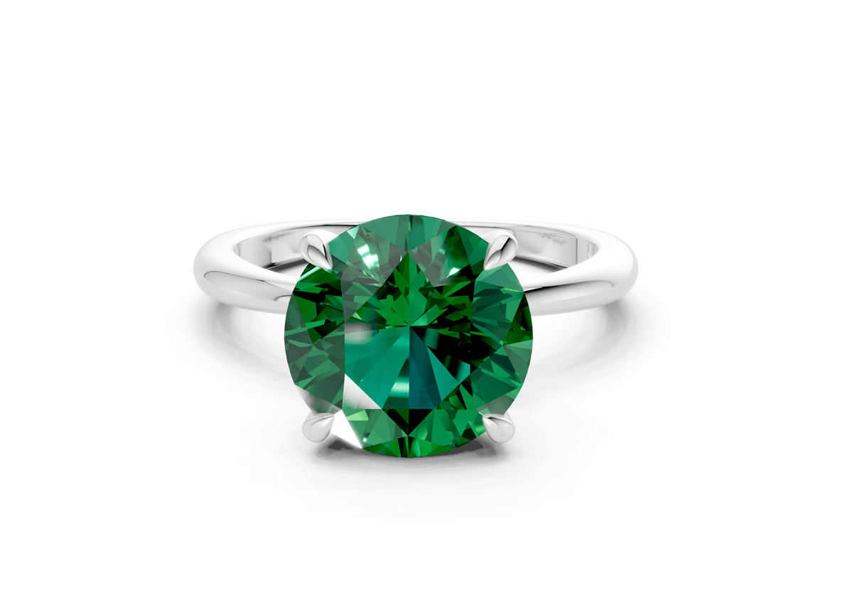Marlowe Emerald Gemstone Solitaire Round Cut 1.6mm Engagement Ring