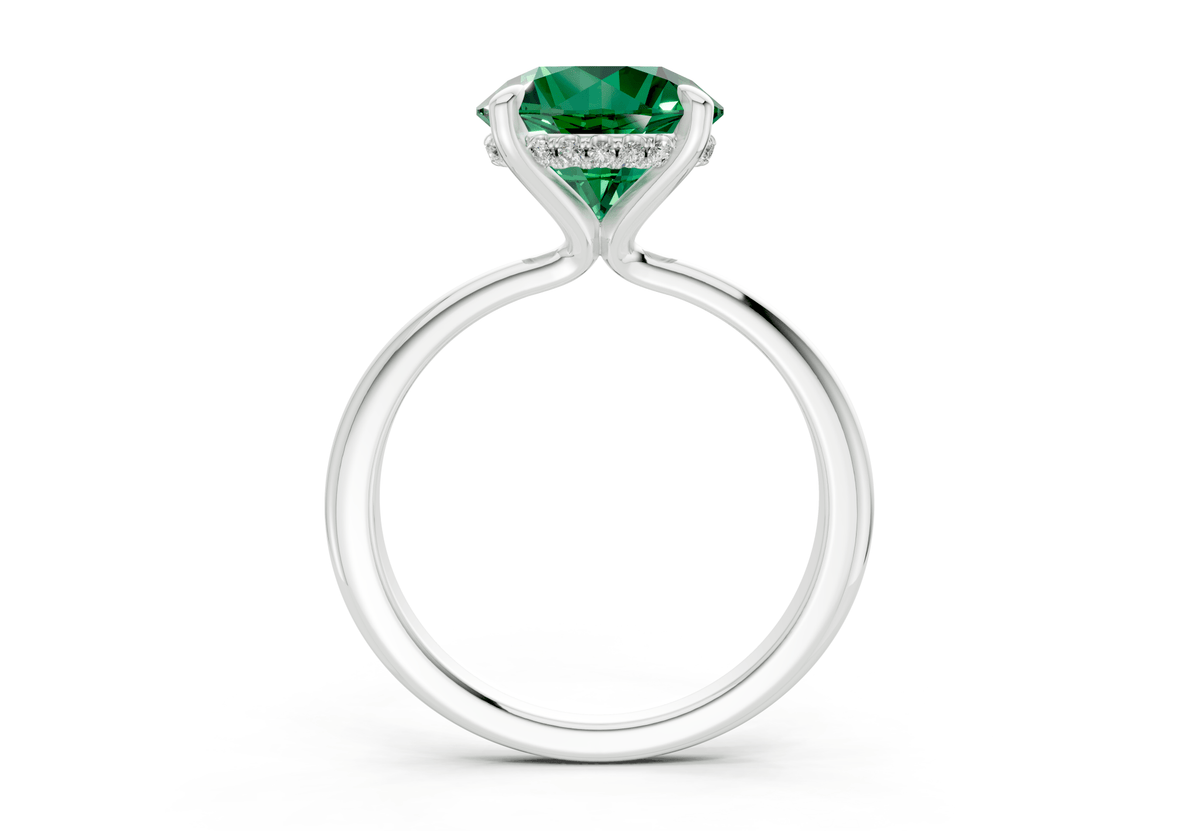 Marlowe Emerald Gemstone Solitaire Round Cut 1.6mm Engagement Ring