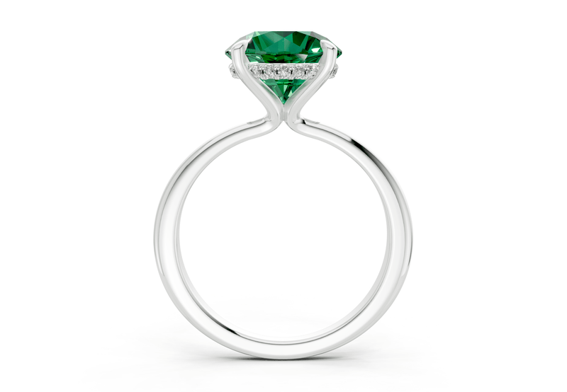 Marlowe Emerald Gemstone Solitaire Round Cut 1.6mm Engagement Ring - Ring Premier