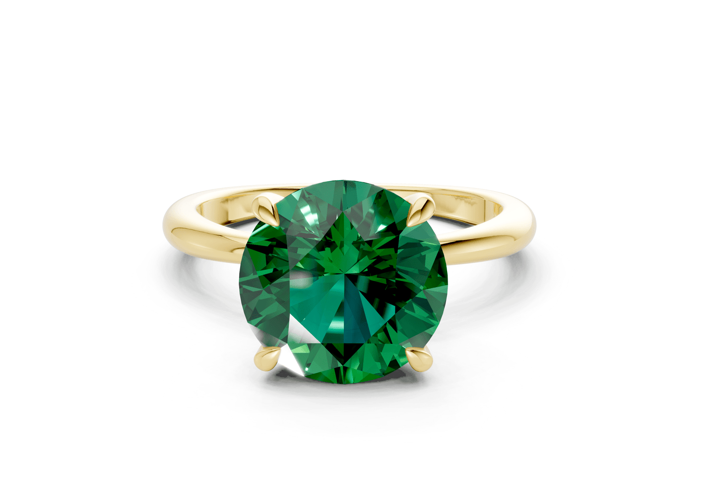 Marlowe Emerald Gemstone Solitaire Round Cut 1.6mm Engagement Ring - Ring Premier