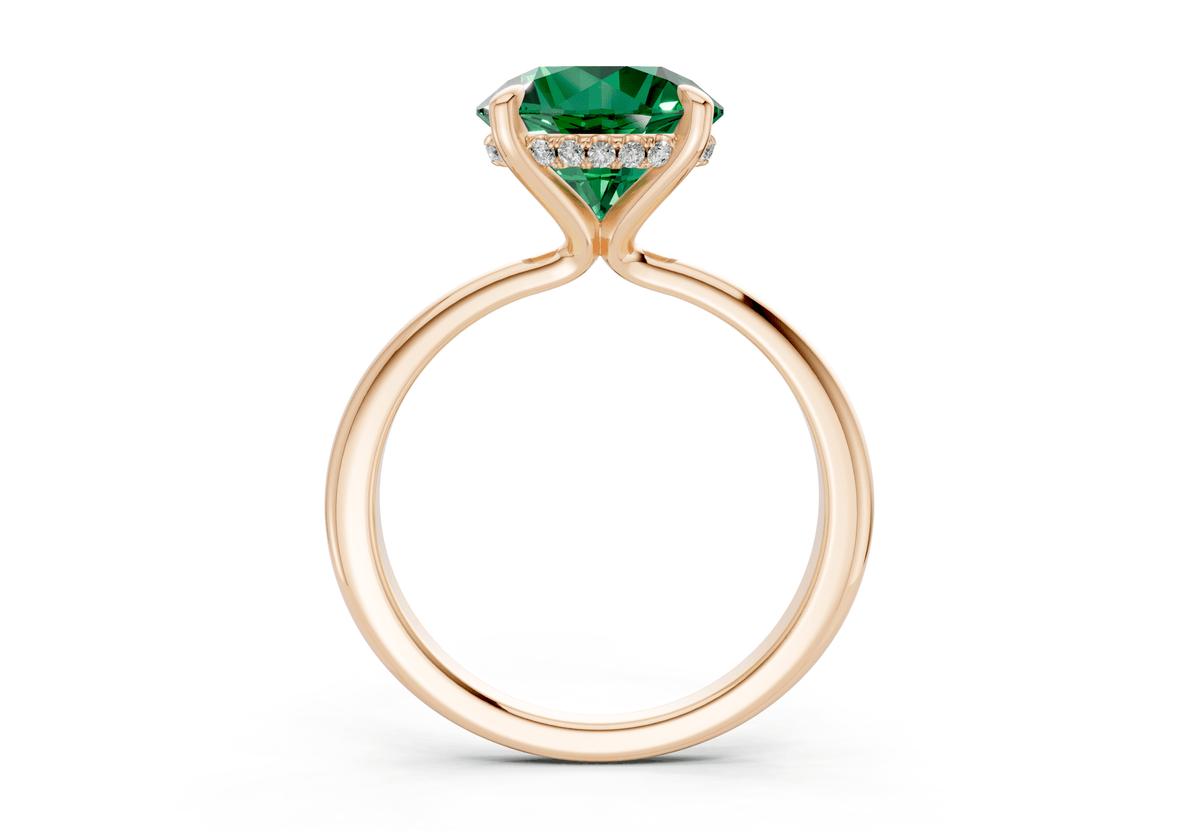 Marlowe Emerald Gemstone Solitaire Round Cut 1.6mm Engagement Ring