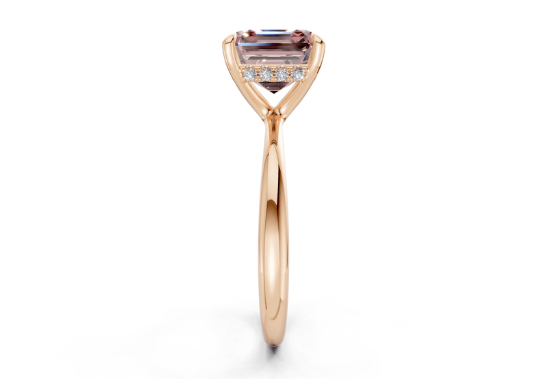 Marlowe Pink Diamond Solitaire Asscher Cut 1.6mm Engagement Ring - Ring Premier