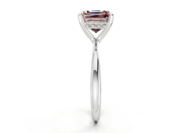 Marlowe Pink Diamond Solitaire Asscher Cut 1.6mm Engagement Ring - Ring Premier