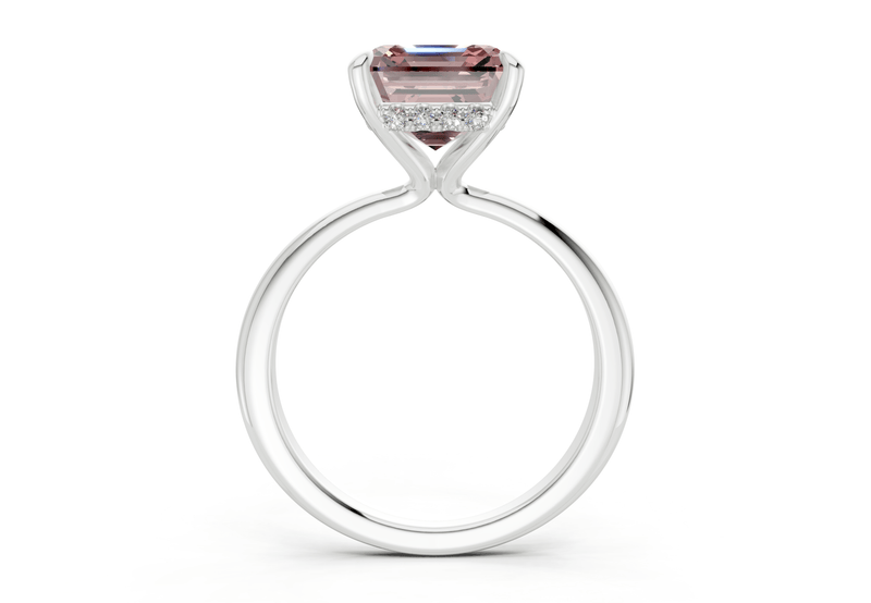 Marlowe Pink Diamond Solitaire Asscher Cut 1.6mm Engagement Ring - Ring Premier