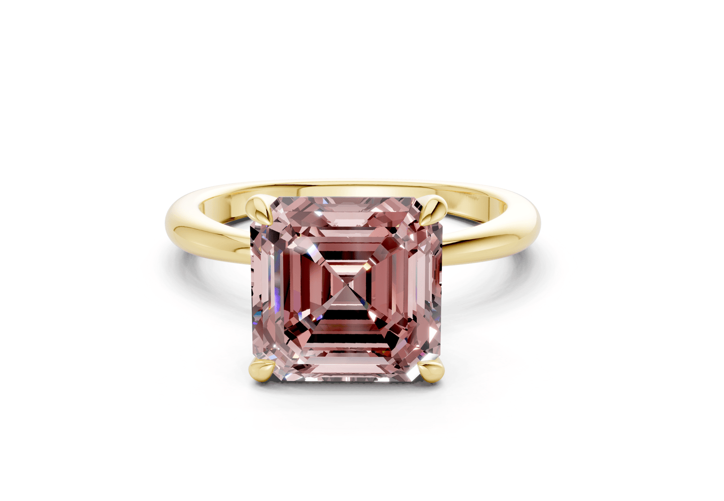Marlowe Pink Diamond Solitaire Asscher Cut 1.6mm Engagement Ring - Ring Premier
