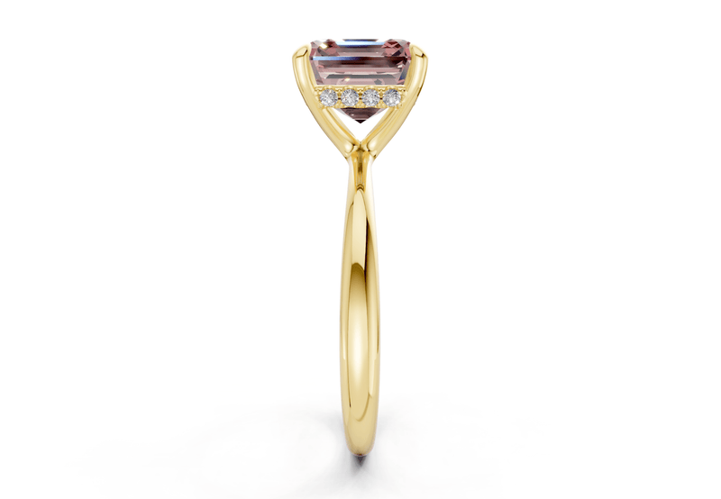 Marlowe Pink Diamond Solitaire Asscher Cut 1.6mm Engagement Ring - Ring Premier