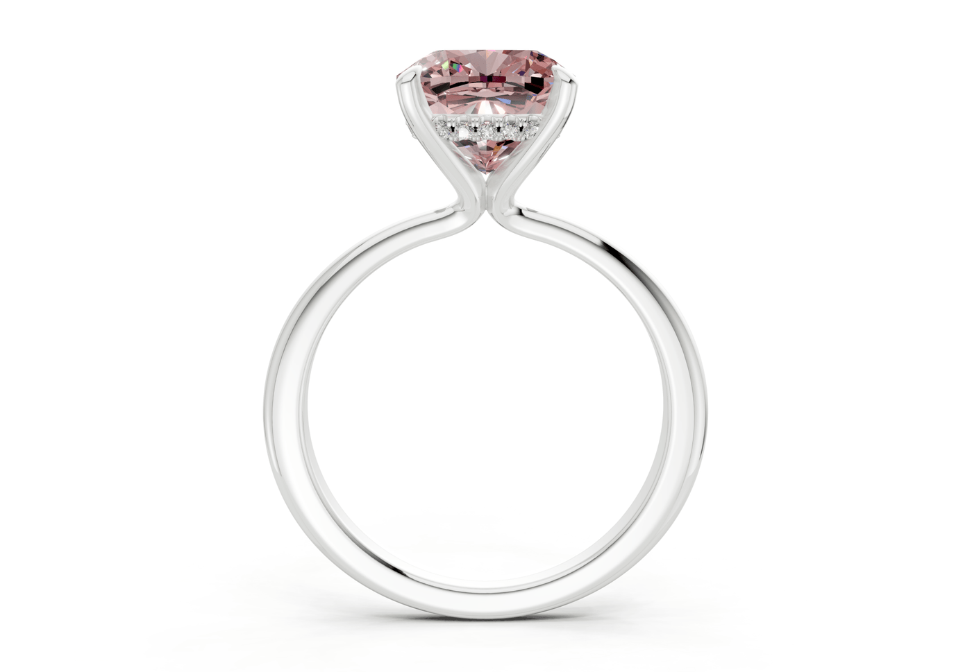 Marlowe Pink Diamond Solitaire Cushion Squareuare Cut 1.6mm Engagement Ring