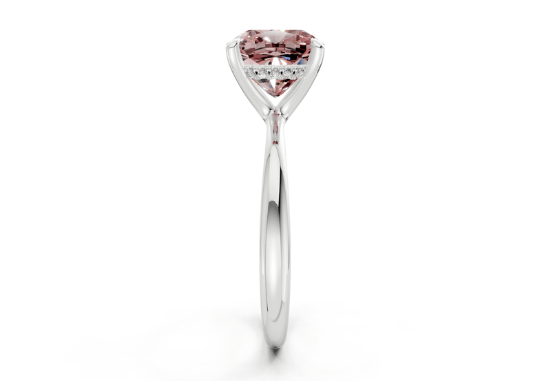 Marlowe Pink Diamond Solitaire Cushion Squareuare Cut 1.6mm Engagement Ring - Ring Premier