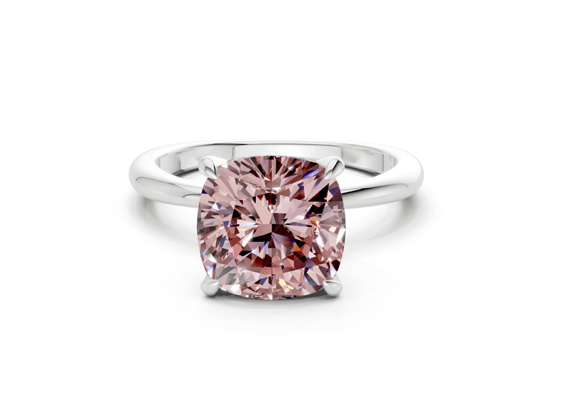 Marlowe Pink Diamond Solitaire Cushion Squareuare Cut 1.6mm Engagement Ring - Ring Premier