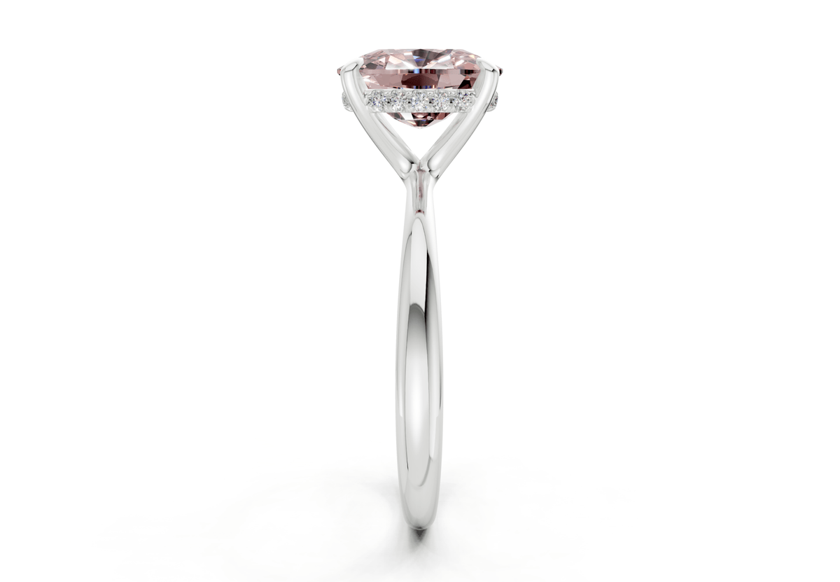 Marlowe Pink Diamond Solitaire Elongated Cushion Cut 1.6mm Engagement Ring