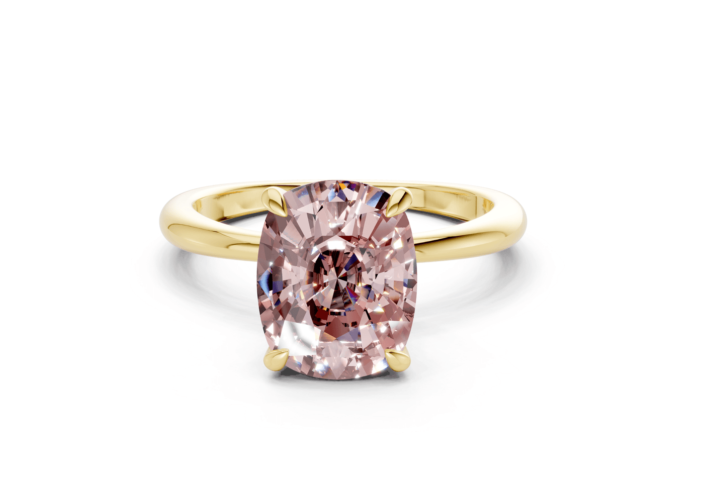 Marlowe Pink Diamond Solitaire Elongated Cushion Cut 1.6mm Engagement Ring