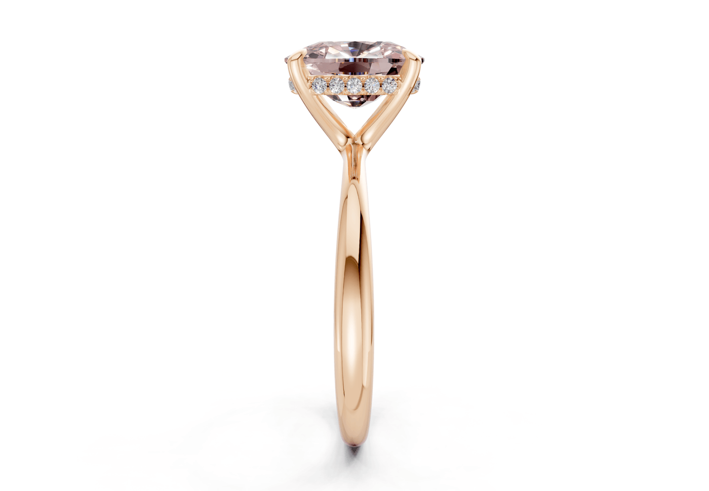 Marlowe Pink Diamond Solitaire Elongated Cushion Cut 1.6mm Engagement Ring