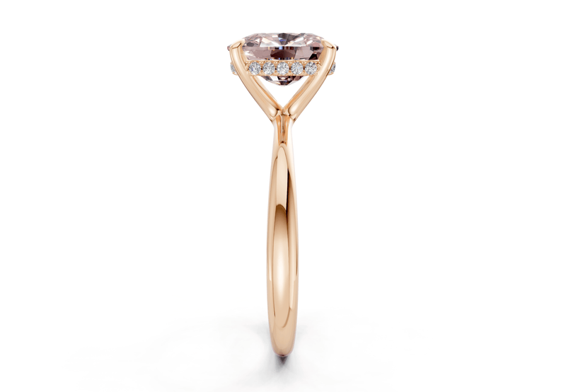 Marlowe Pink Diamond Solitaire Elongated Cushion Cut 1.6mm Engagement Ring - Ring Premier