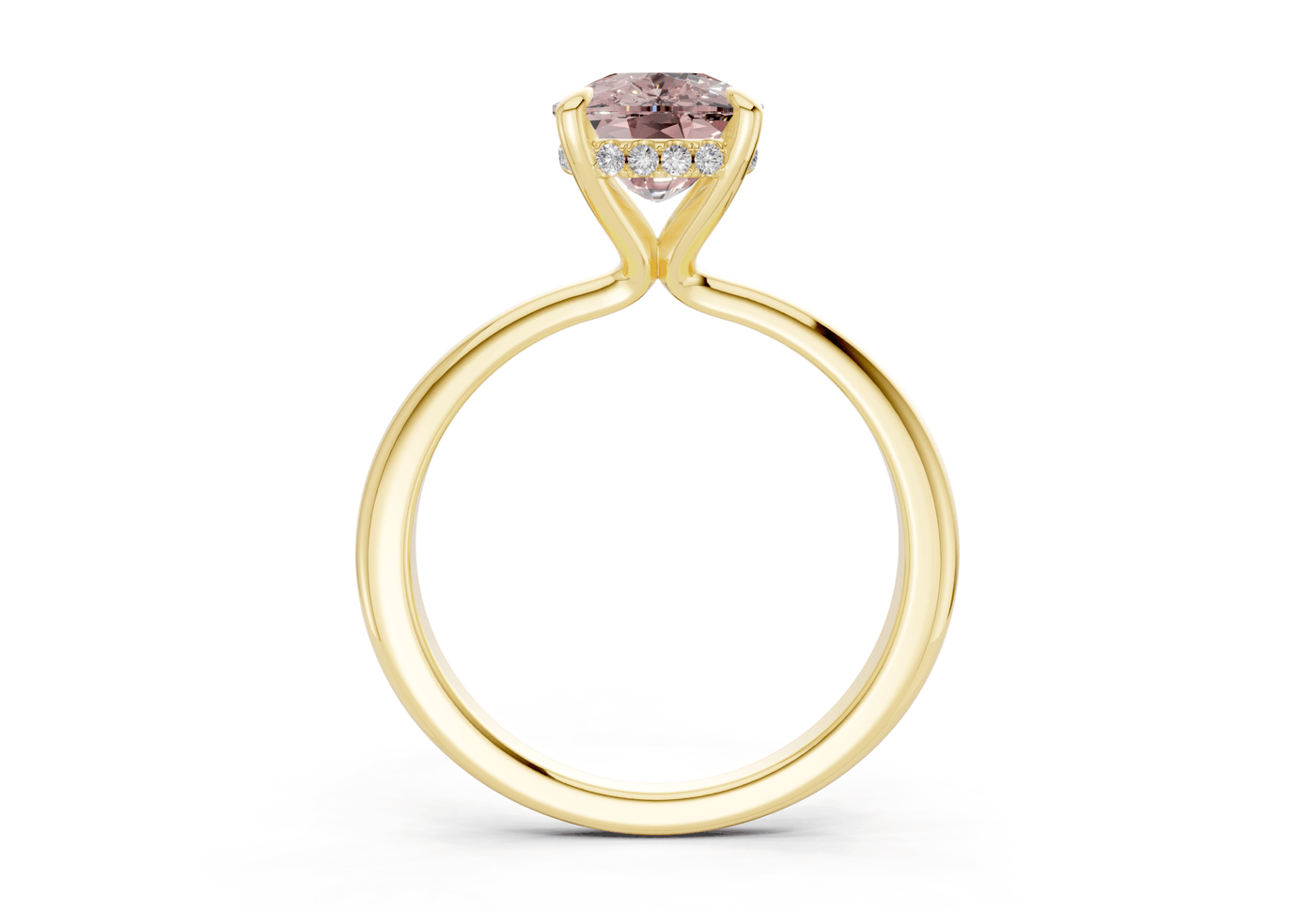 Marlowe Pink Diamond Solitaire Elongated Cushion Cut 1.6mm Engagement Ring