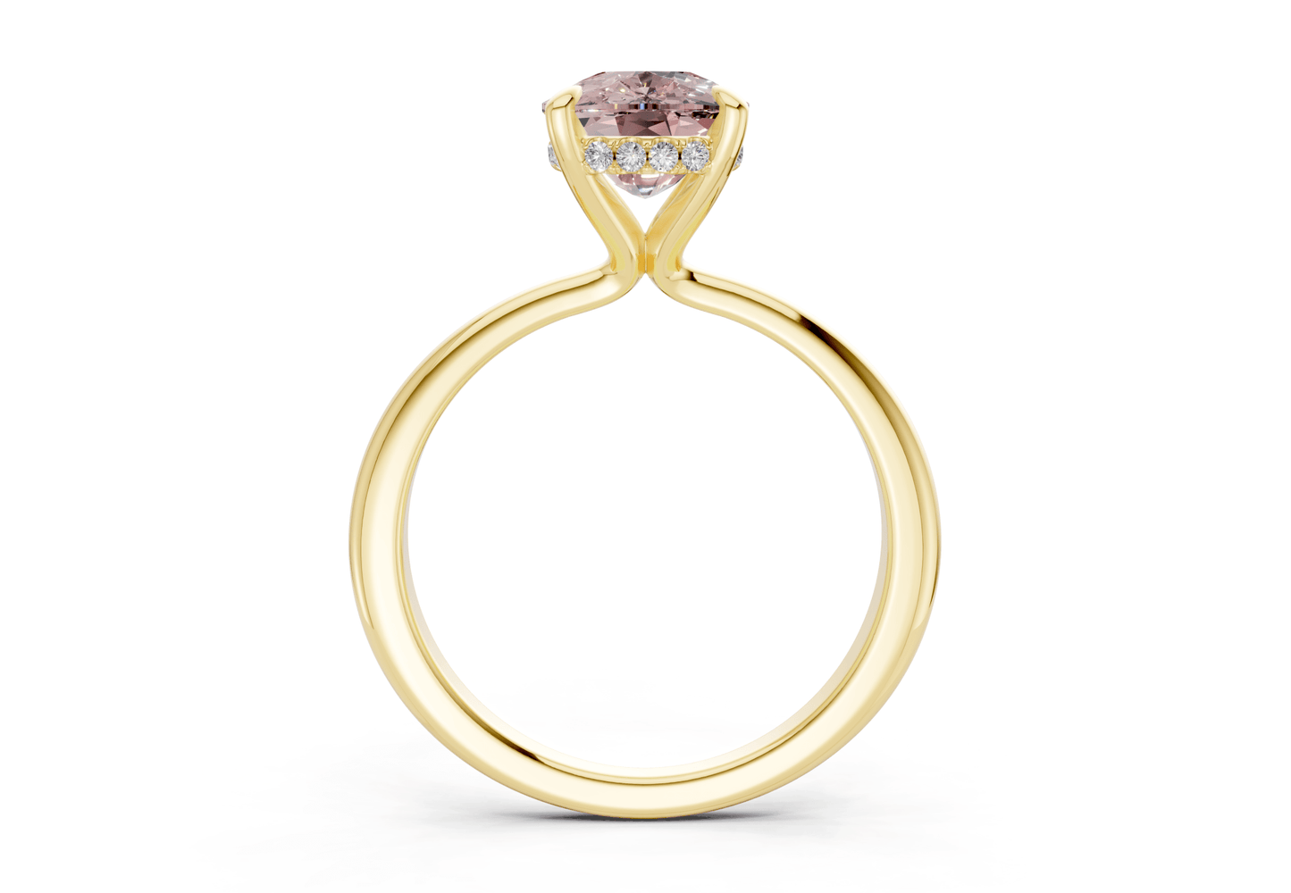 Marlowe Pink Diamond Solitaire Elongated Cushion Cut 1.6mm Engagement Ring - Ring Premier