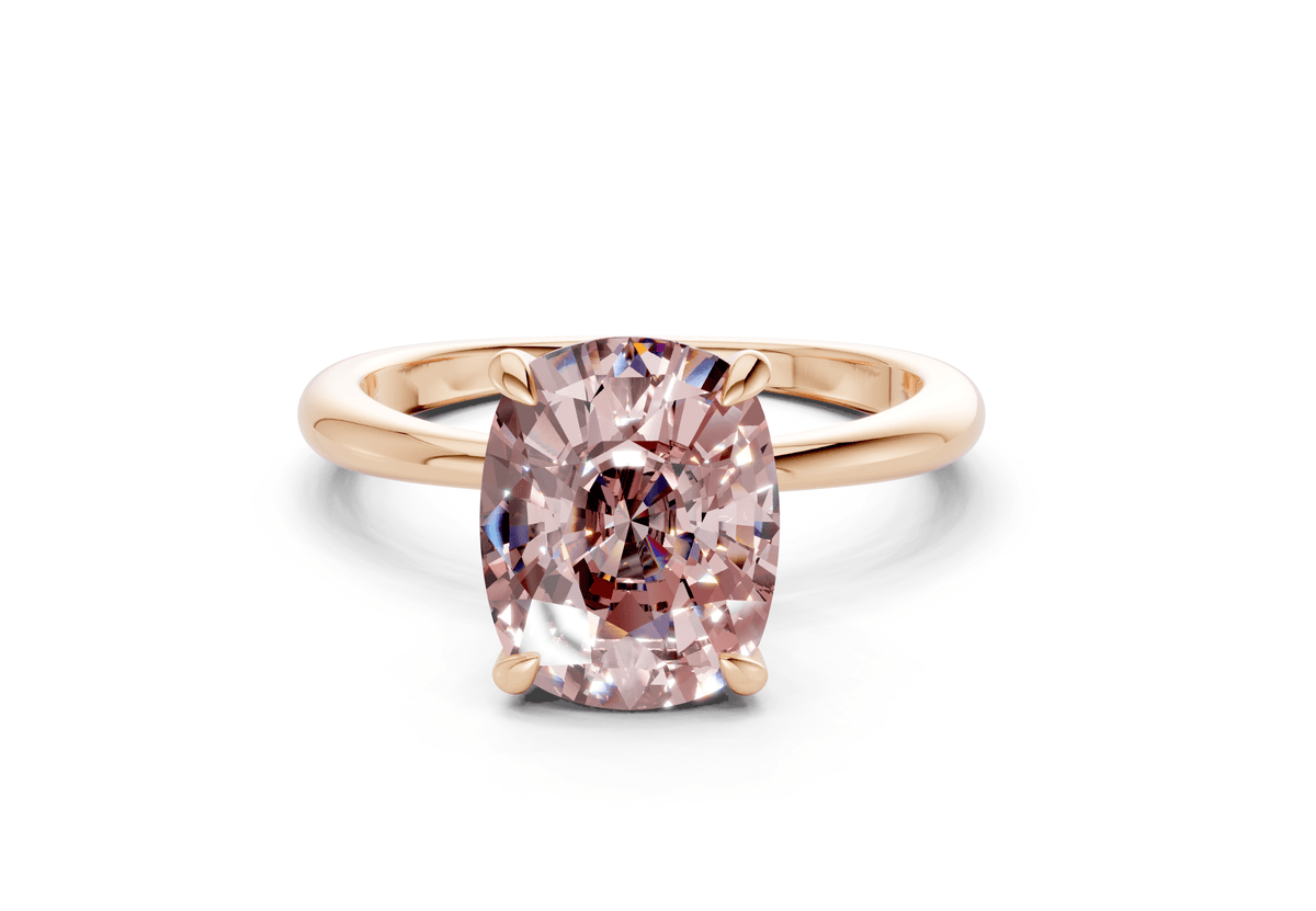 Marlowe Pink Diamond Solitaire Elongated Cushion Cut 1.6mm Engagement Ring