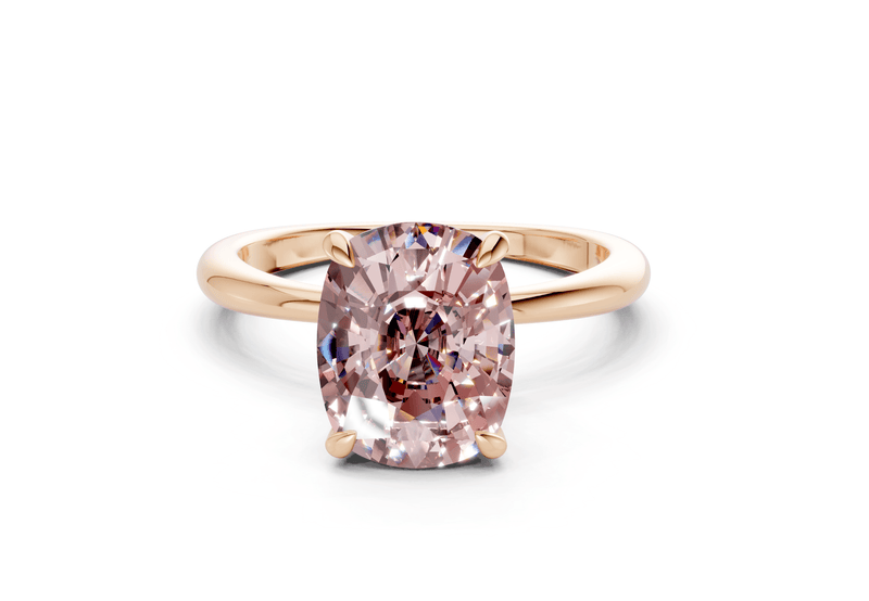 Marlowe Pink Diamond Solitaire Elongated Cushion Cut 1.6mm Engagement Ring - Ring Premier