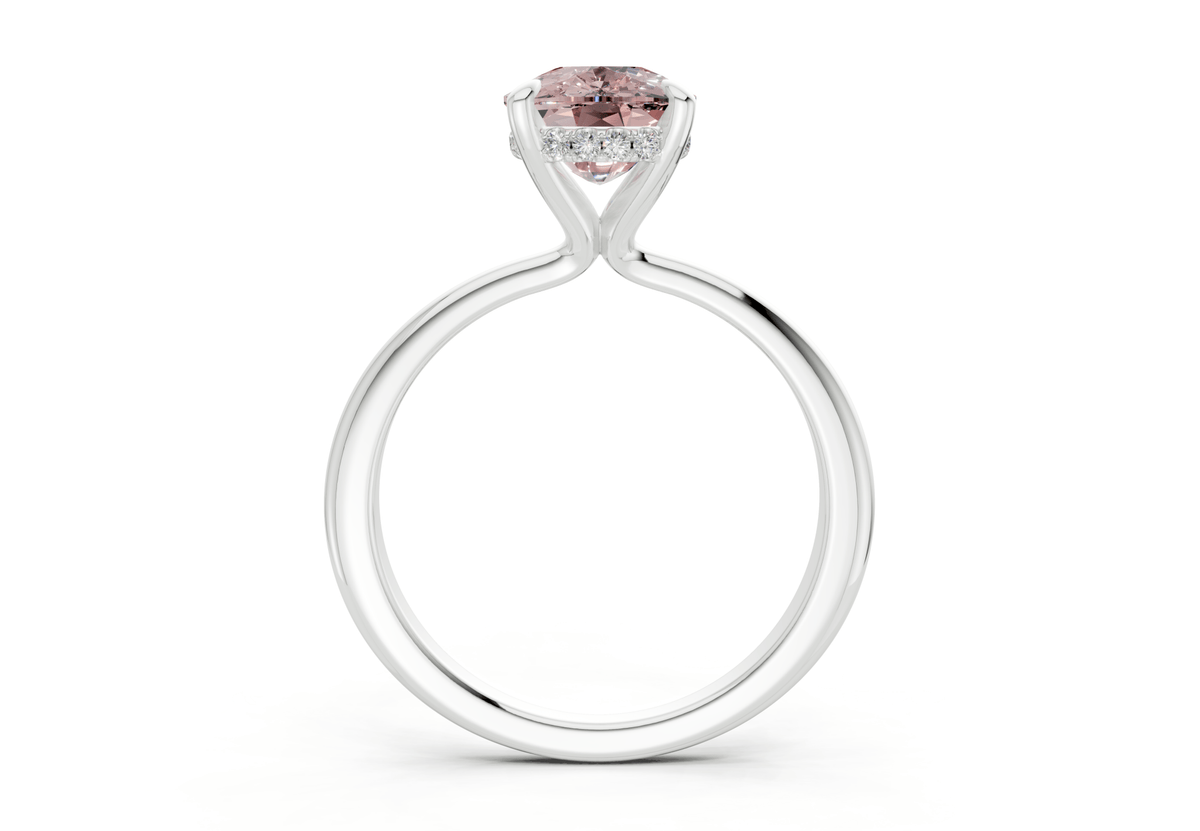 Marlowe Pink Diamond Solitaire Elongated Cushion Cut 1.6mm Engagement Ring