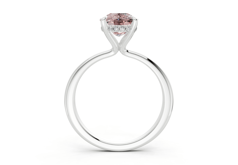 Marlowe Pink Diamond Solitaire Elongated Cushion Cut 1.6mm Engagement Ring - Ring Premier