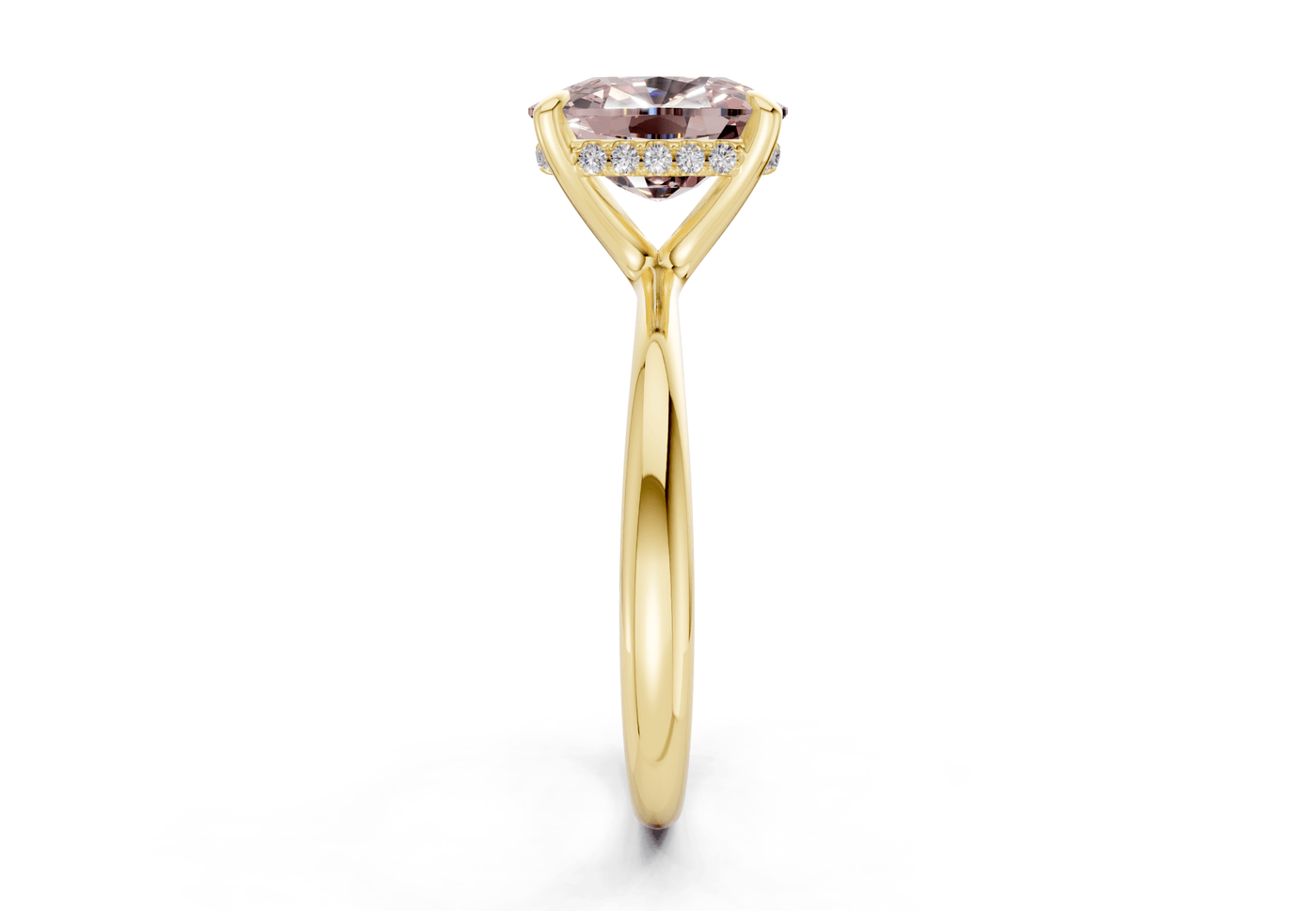 Marlowe Pink Diamond Solitaire Elongated Cushion Cut 1.6mm Engagement Ring