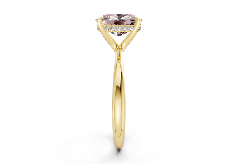 Marlowe Pink Diamond Solitaire Elongated Cushion Cut 1.6mm Engagement Ring - Ring Premier