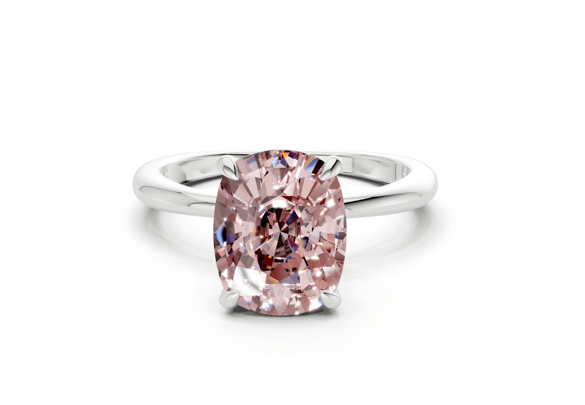 Marlowe Pink Diamond Solitaire Elongated Cushion Cut 1.6mm Engagement Ring