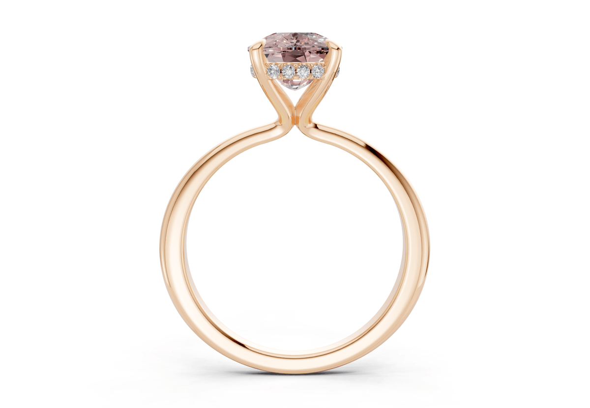Marlowe Pink Diamond Solitaire Elongated Cushion Cut 1.6mm Engagement Ring
