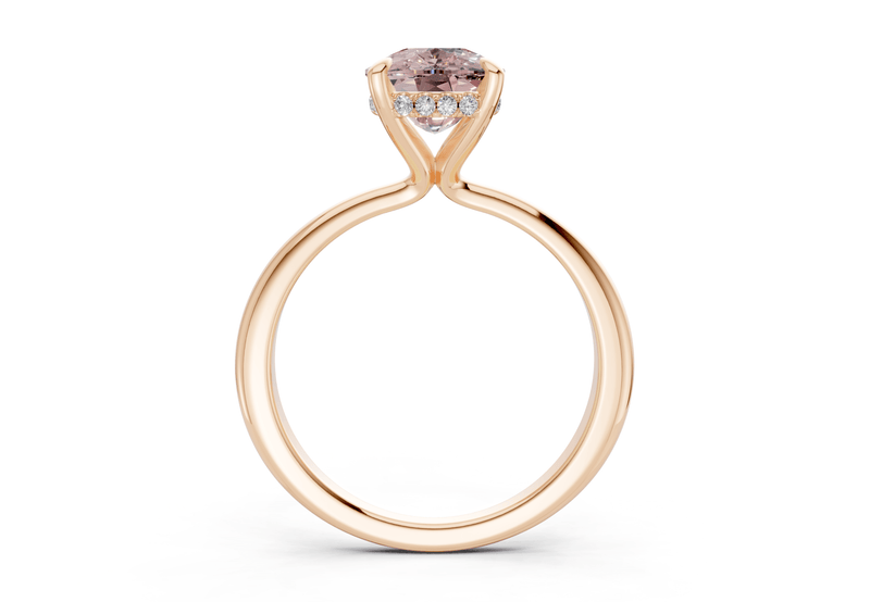 Marlowe Pink Diamond Solitaire Elongated Cushion Cut 1.6mm Engagement Ring - Ring Premier