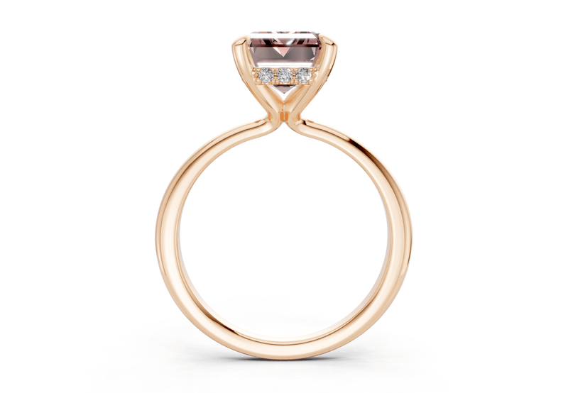 Marlowe Pink Diamond Solitaire Emerald Cut 1.6mm Engagement Ring - Ring Premier