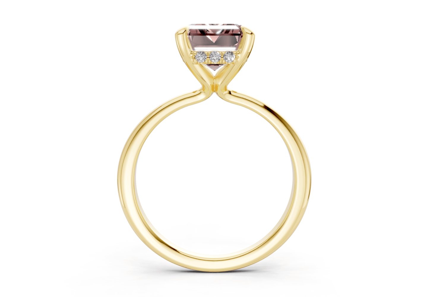 Marlowe Pink Diamond Solitaire Emerald Cut 1.6mm Engagement Ring - Ring Premier