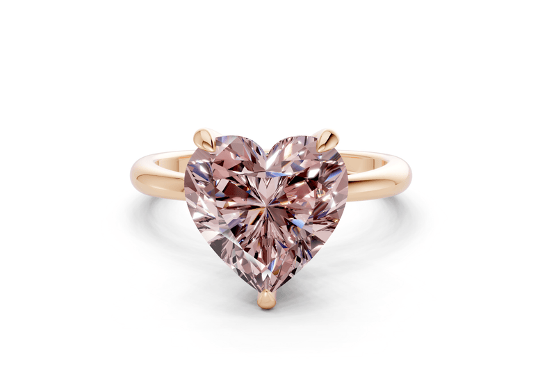 Marlowe Pink Diamond Solitaire Heart Cut 1.6mm Engagement Ring - Ring Premier