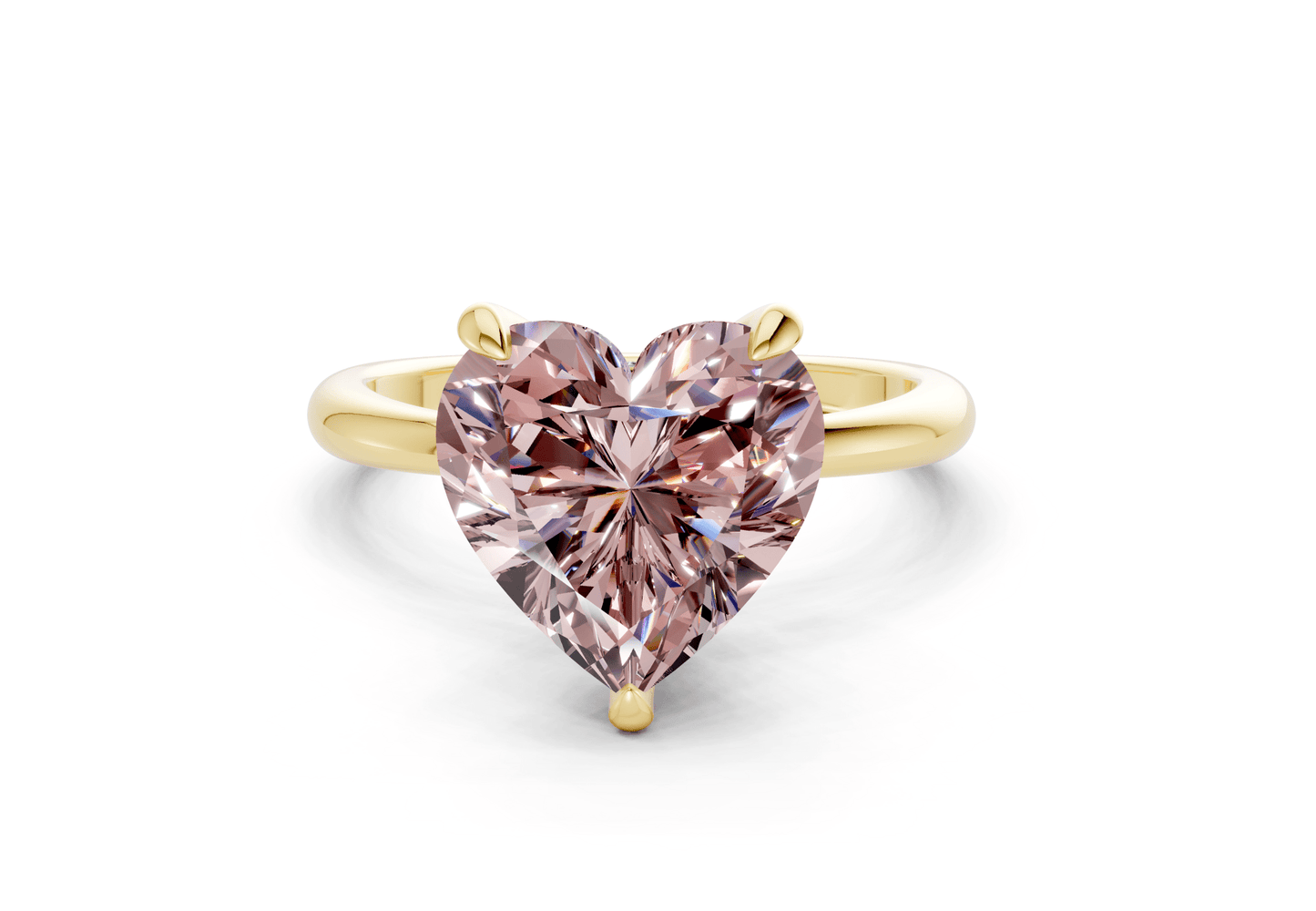 Marlowe Pink Diamond Solitaire Heart Cut 1.6mm Engagement Ring - Ring Premier