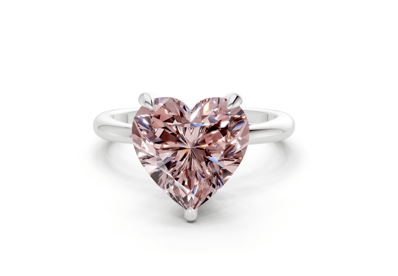 Marlowe Pink Diamond Solitaire Heart Cut 1.6mm Engagement Ring - Ring Premier