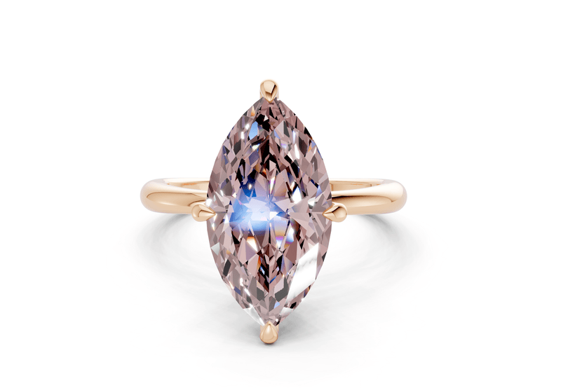 Marlowe Pink Diamond Solitaire Marquise Cut 1.6mm Engagement Ring - Ring Premier