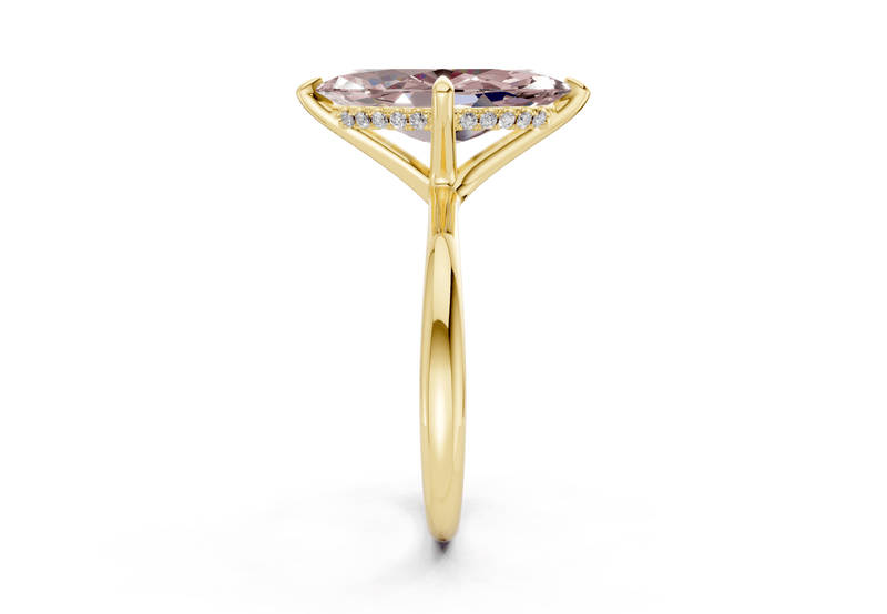 Marlowe Pink Diamond Solitaire Marquise Cut 1.6mm Engagement Ring - Ring Premier