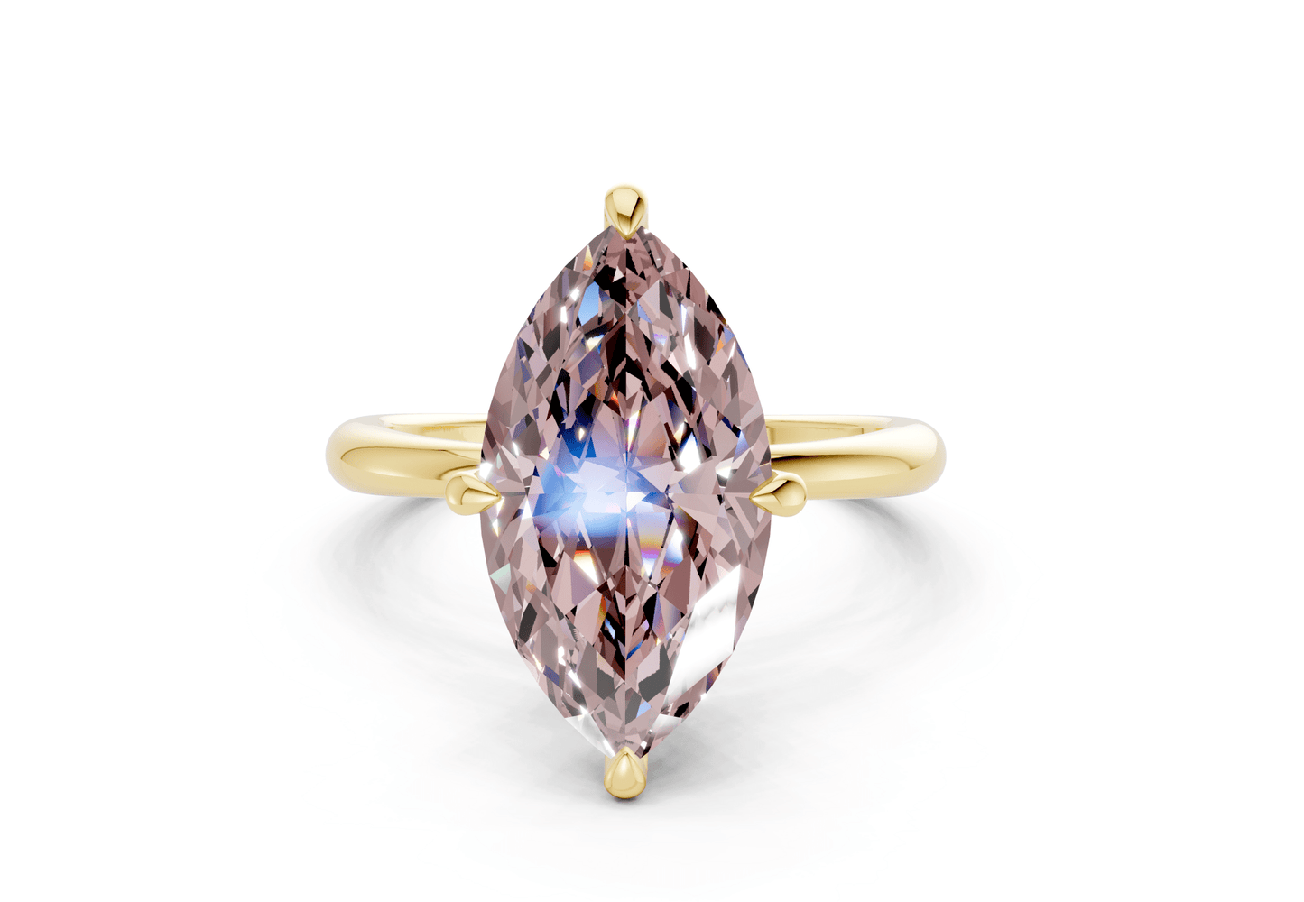 Marlowe Pink Diamond Solitaire Marquise Cut 1.6mm Engagement Ring - Ring Premier