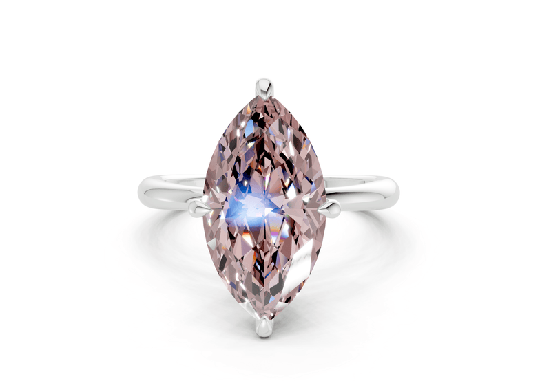 Marlowe Pink Diamond Solitaire Marquise Cut 1.6mm Engagement Ring - Ring Premier