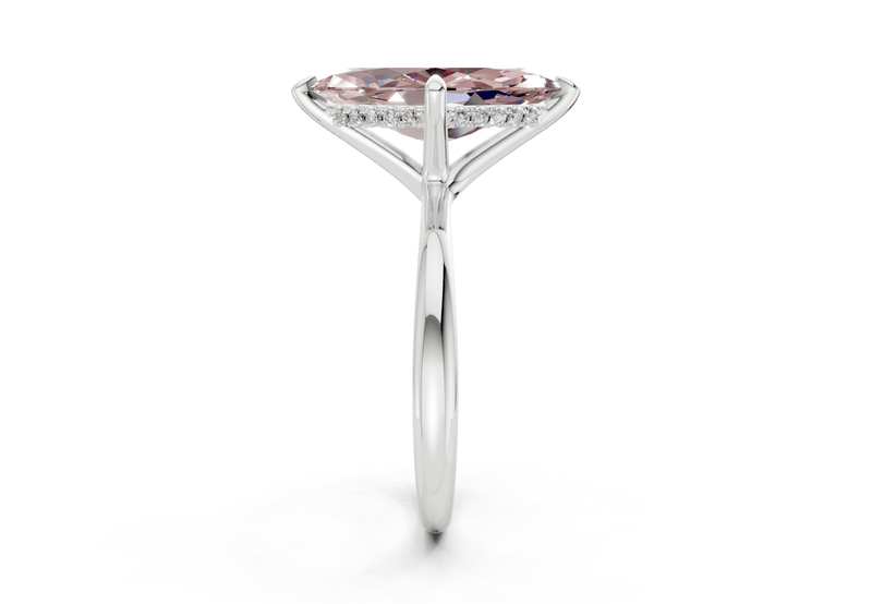 Marlowe Pink Diamond Solitaire Marquise Cut 1.6mm Engagement Ring - Ring Premier