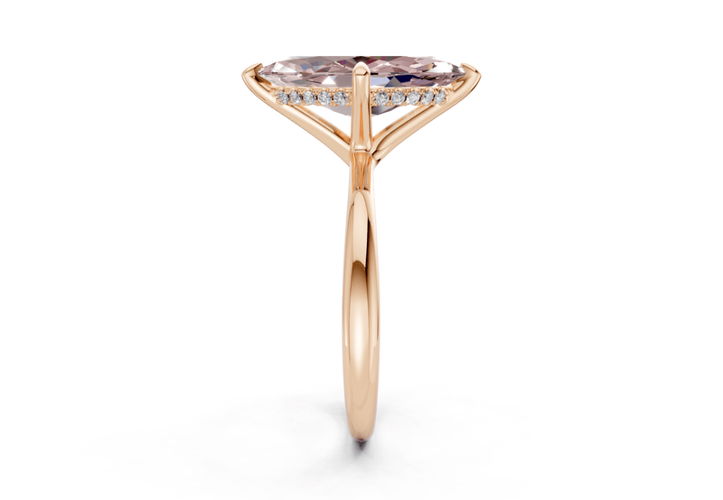 Marlowe Pink Diamond Solitaire Marquise Cut 1.6mm Engagement Ring - Ring Premier