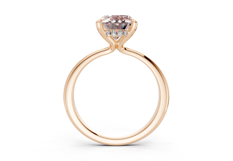 Marlowe Pink Diamond Solitaire Oval Cut 1.6mm Engagement Ring - Ring Premier