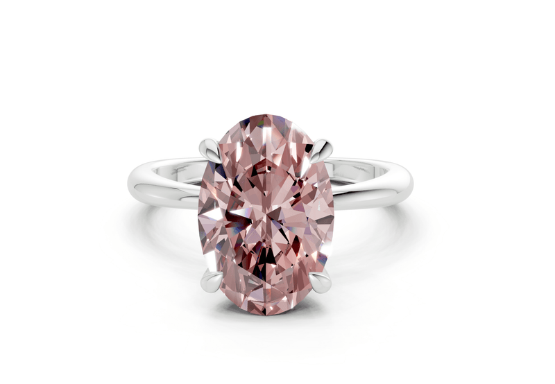 Marlowe Pink Diamond Solitaire Oval Cut 1.6mm Engagement Ring - Ring Premier
