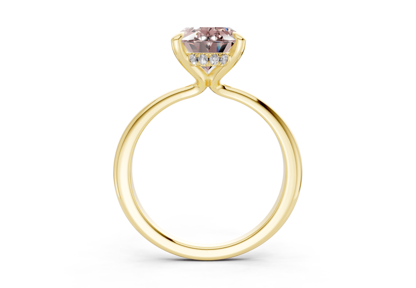 Marlowe Pink Diamond Solitaire Oval Cut 1.6mm Engagement Ring - Ring Premier