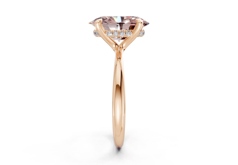 Marlowe Pink Diamond Solitaire Oval Cut 1.6mm Engagement Ring - Ring Premier