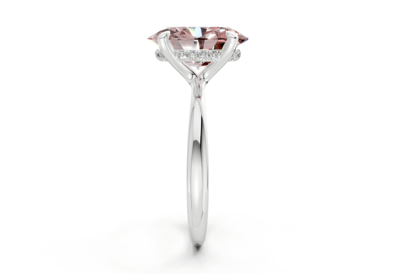 Marlowe Pink Diamond Solitaire Oval Cut 1.6mm Engagement Ring - Ring Premier