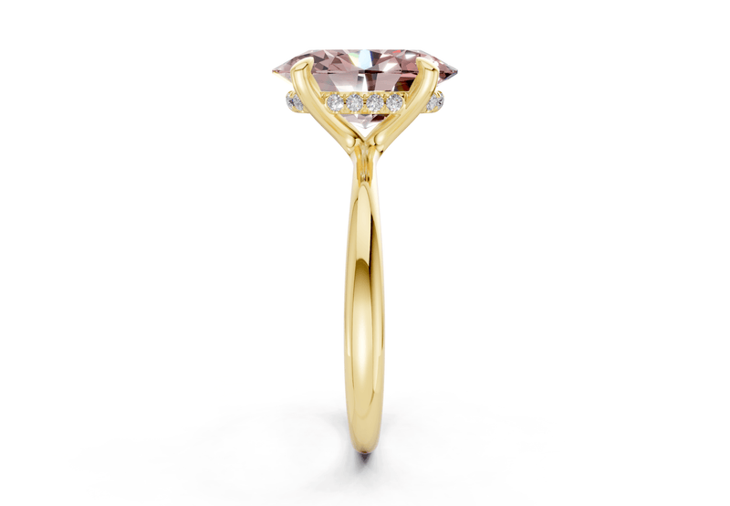 Marlowe Pink Diamond Solitaire Oval Cut 1.6mm Engagement Ring - Ring Premier