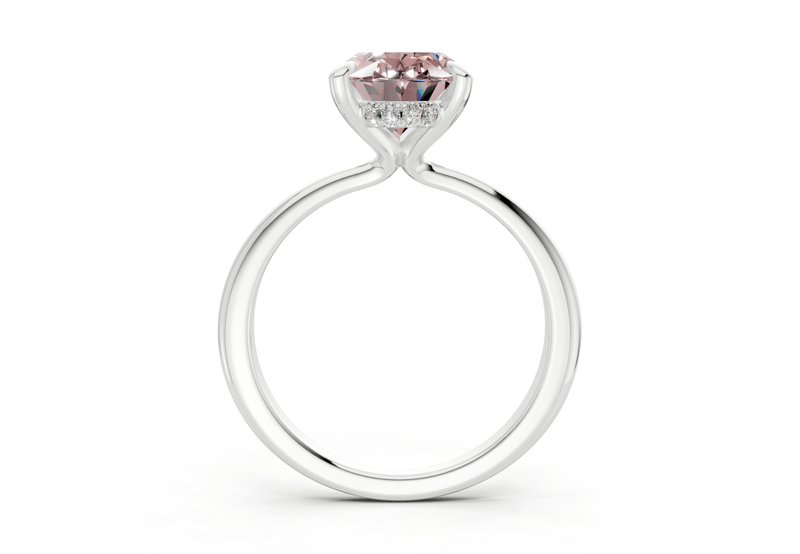 Marlowe Pink Diamond Solitaire Oval Cut 1.6mm Engagement Ring - Ring Premier