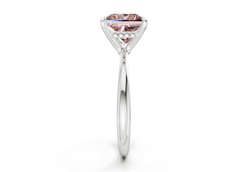 Marlowe Pink Diamond Solitaire Princess Cut 1.6mm Engagement Ring - Ring Premier